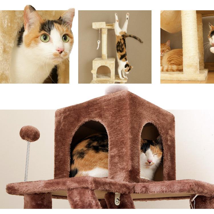 キャットタワー 据え置き おしゃれ 猫タワー タワー ハンモック付き ねこ 猫用品 置き型 小型 もこもこ 爪とぎ 多頭飼い かわいい おすすめ 人気 据え置き型 わんことにゃんこのおみせ 通販 Paypayモール