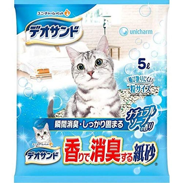 猫砂 紙 ねこ砂 デオサンド 香りで消臭する紙砂 5L ユニチャーム ユニ チャーム 猫用 猫 ねこ ネコ トイレ ペット用 システムトイレ用 人気｜wannyan｜04