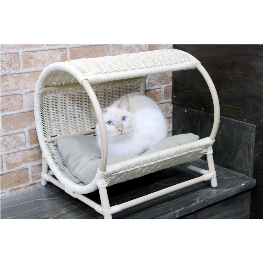 猫　ベッド　ラタン　白　ホワイト 送料無料 猫用品 ラタンベッド 猫ハウス 愛猫籐製品 SincereJapan
