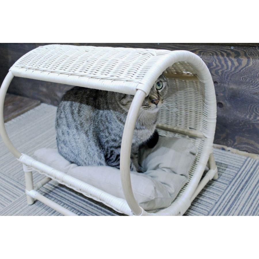 猫　ベッド　ラタン　白　ホワイト 送料無料 猫用品 ラタンベッド 猫ハウス 愛猫籐製品 SincereJapan