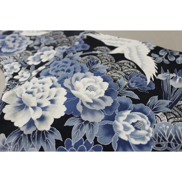 【鯉口シャツ青地系　牡丹？バラ？】大人気のおしゃれ鯉口シャツ男女兼用