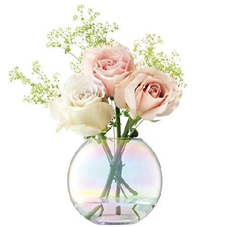 G0904-06☆LSA ガラス花瓶 円筒形 赤褐色模様 hand made