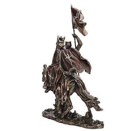 Veronese Design 14 3/4インチ Deus Vult 乗馬 十字軍 レイジングバナー コールドキャスト樹脂 アンティークブロンズ仕上げ 像 室内装飾並行輸入 
