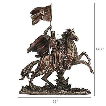Veronese Design 14 3/4インチ Deus Vult 乗馬 十字軍 レイジングバナー コールドキャスト樹脂 アンティークブロンズ仕上げ 像 室内装飾並行輸入 