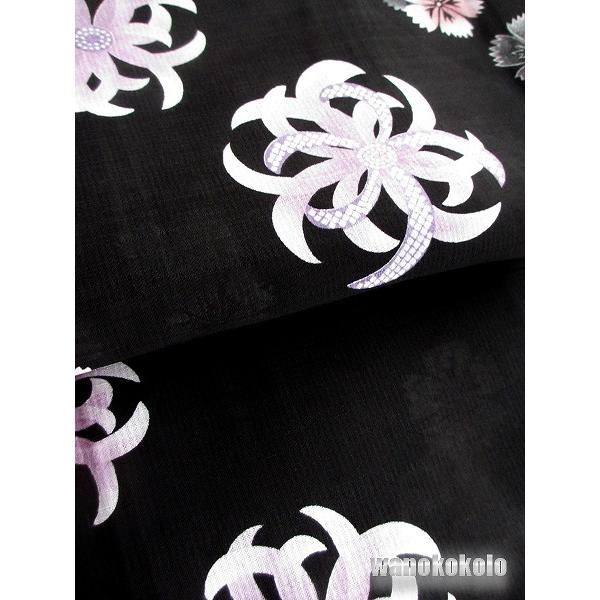 洗える着物 紗小紋 季節限定 「M」黒系/菊花・撫子柄 SYM-63 : 和の志 