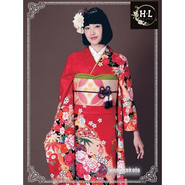 洗える振袖フルセット■H・L（アッシュ・エル)絵羽柄 ■赤系/牡丹・鞠・古典柄 [2]の画像