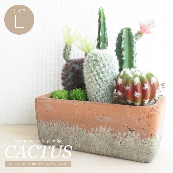 観葉植物 フェイクグリーン 花サボテン レクトポット Lサイズ 寄せ植え テラコッタ 造花 多肉植物 ギフト インテリア インク 通販 Yahoo ショッピング