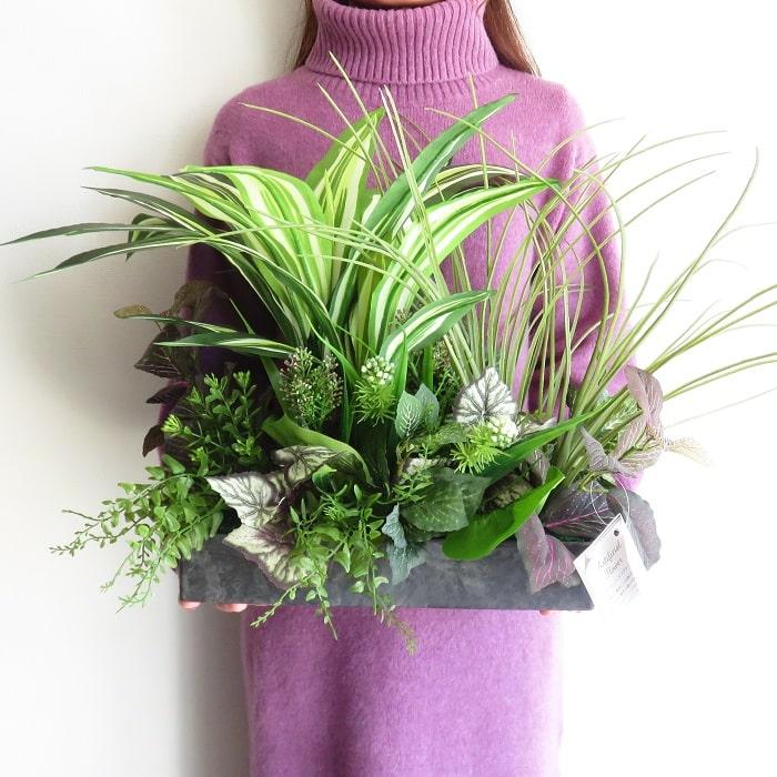 観葉植物 造花 グリーンアレンジ Lサイズ アーティフィシャルグリーン