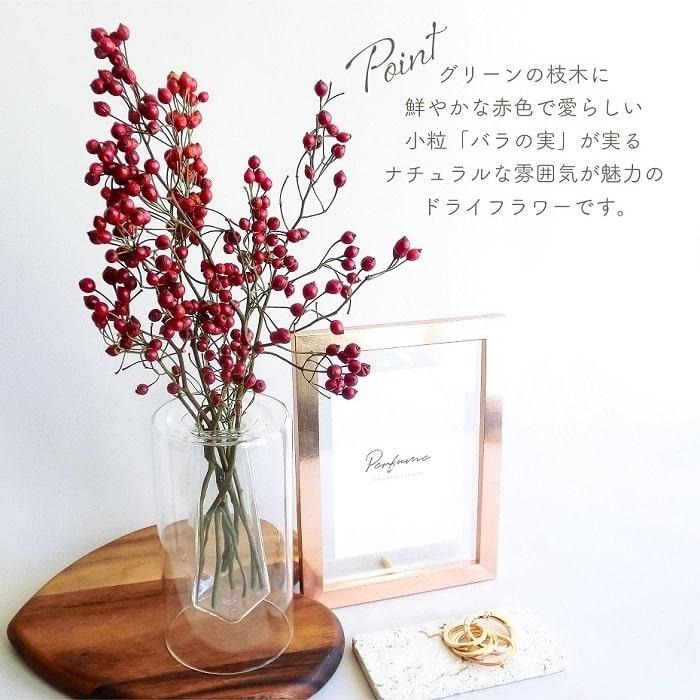 ドライフラワー バラの実 小束 風の花 全長約30-40cm 国産 天然素材