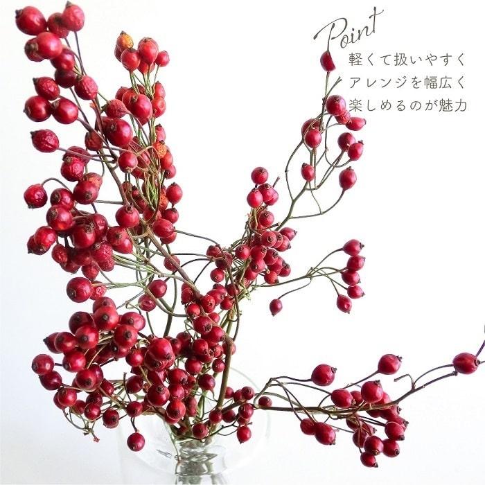 ドライフラワー バラの実 小束 風の花 全長約30-40cm 国産 天然素材