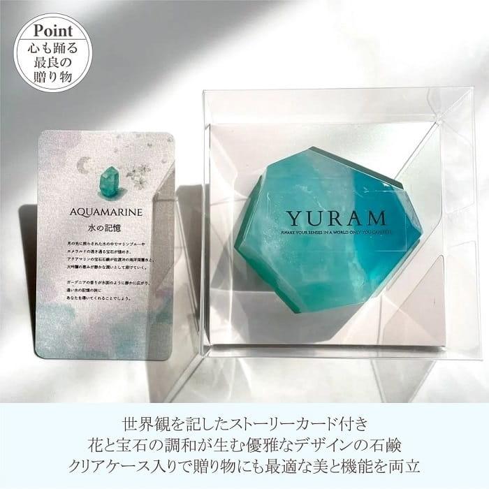 石けん YURAM 宝石石鹸 水の記憶 ガーデニアの香り 60g クリア箱