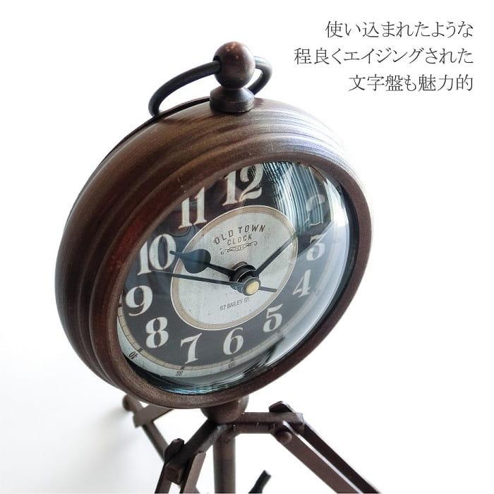 置き時計 SOW スタンドクロック 三脚 電池式 カッパー 高さ調整可