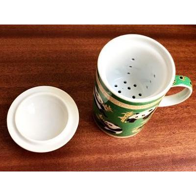 茶漉し付マグカップ[パンダ])茶漉しと蓋付きで気軽にティータイム(中国