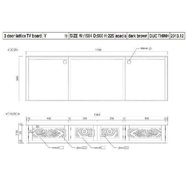 (ポリネシアン柄 彫刻扉 TVボード W158 D50 H22)アジアン家具 テレビ台 和風(ローボード テレビボード テレビラック)李朝家具｜wanon333｜07