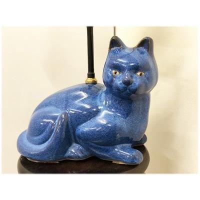 青猫のランプ(アジアン 中国 シノワズリ シノワ 雑貨 陶器 猫 青猫のランプ(アジアン 中国 シノワズリ シノワ 雑貨 陶器 猫