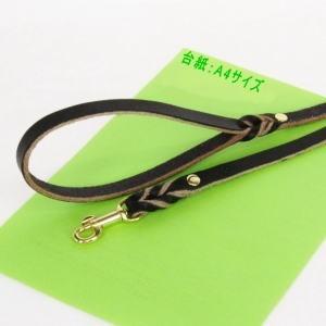 クーポン有) レザー 黒ヌメ本革リード シンプル2編込み12mm 金色金具