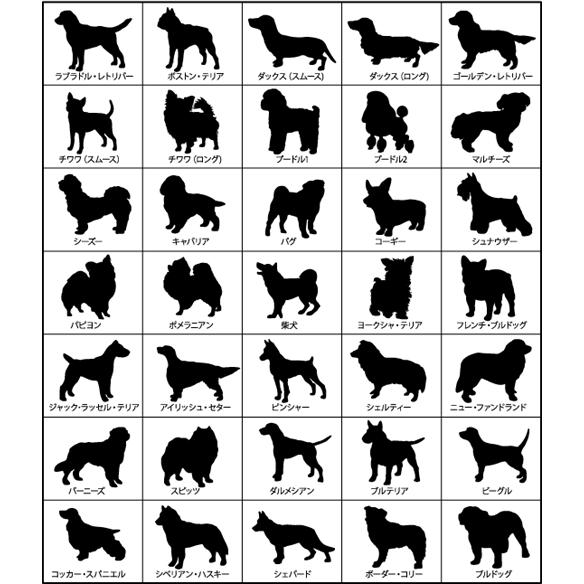３５犬種別シルエット　カラーやフォントも選べるオリジナル名入れステッカー　 |  | 01