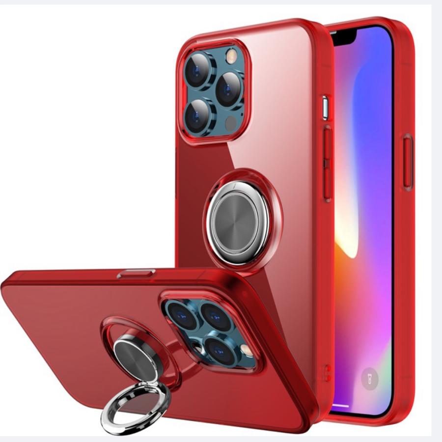 iPhone 12 Pro Max 用ケース クリア リング付 カバー レッド iPhone 12 Pro Max 用ケース クリア リング付 カバー レッド