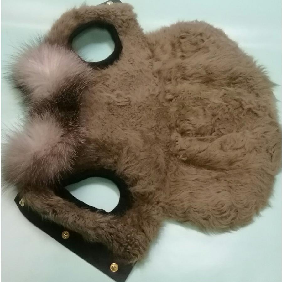 小型犬 毛皮 コート シルバーFOX付き チキアンラム 4号サイズ 