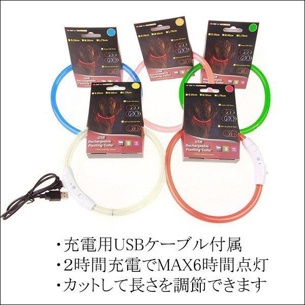 光る首輪 光る LED 犬用 首輪 夜間 散歩 安心 安全 レインボーあり USB
