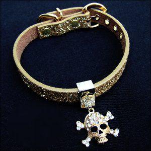 【ドクロモン掲載】ラメでキラキラ犬の首輪【Twinkle collar skull and cross bones】お散歩犬グッズ/スカルグッズ｜wanwan3dogs