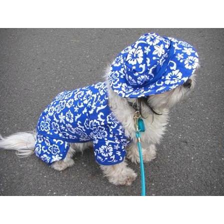 SALE50%OFF【Puppine掲載】犬のアロハシャツ【Blue ハワイアン】シャツとパンツのサマーセット♪犬服/犬の洋服/ペット服/夏｜wanwan3dogs｜03