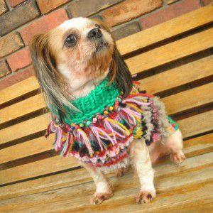送料無料♪犬のセーター【フリンジ_ネイティブセーター】手編みセーター/犬のニット/ペットセーター/犬服/犬の洋服｜wanwan3dogs