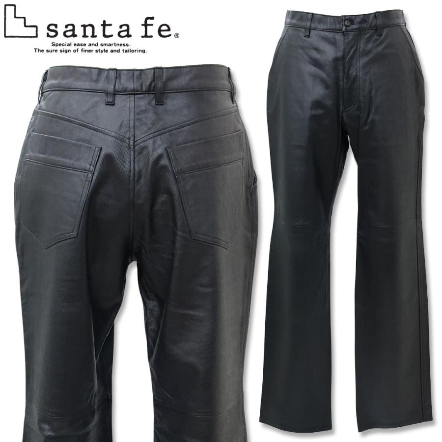 サンタフェ SANTAFE 羊革 ストレート レザー パンツ 33サイズ 063