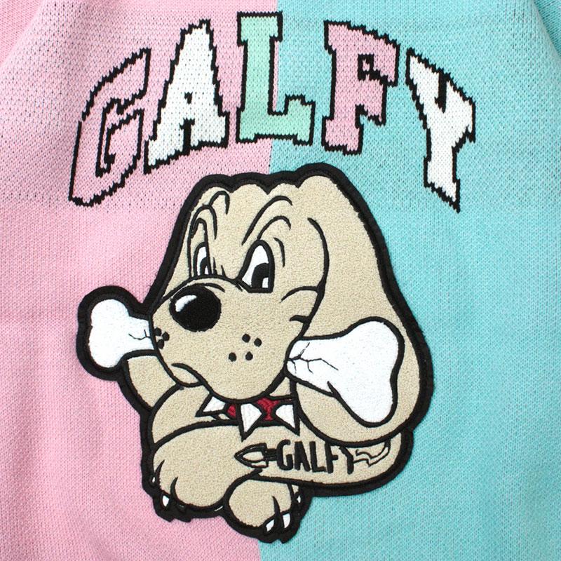 ガルフィー クレイジーわんわん大学セーター 124006 GALFY ニット ヤンキー ピンク レッド グリーン ブルー ブラック サックス L XL｜wanwan｜16