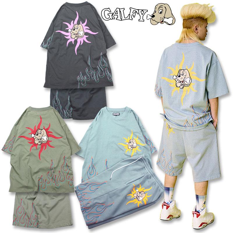 GALFY ガルフィー 半袖Tシャツ 短パン セットアップ 半炎上 Tee 半炎上 