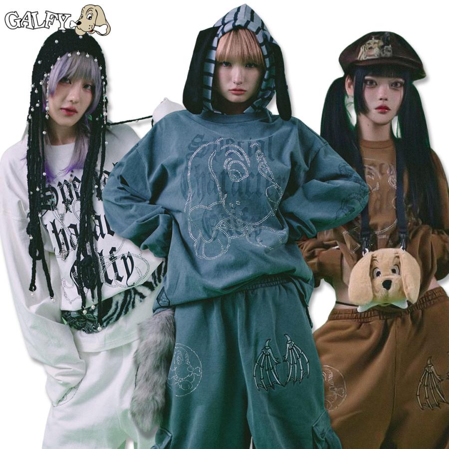 GALFY ガルフィー スケルトン 犬 刺繍 Tシャツ ブラック GALFY（ガルフィー） スケルトン☆ウイングTee 144013 長袖Tシャツ #10