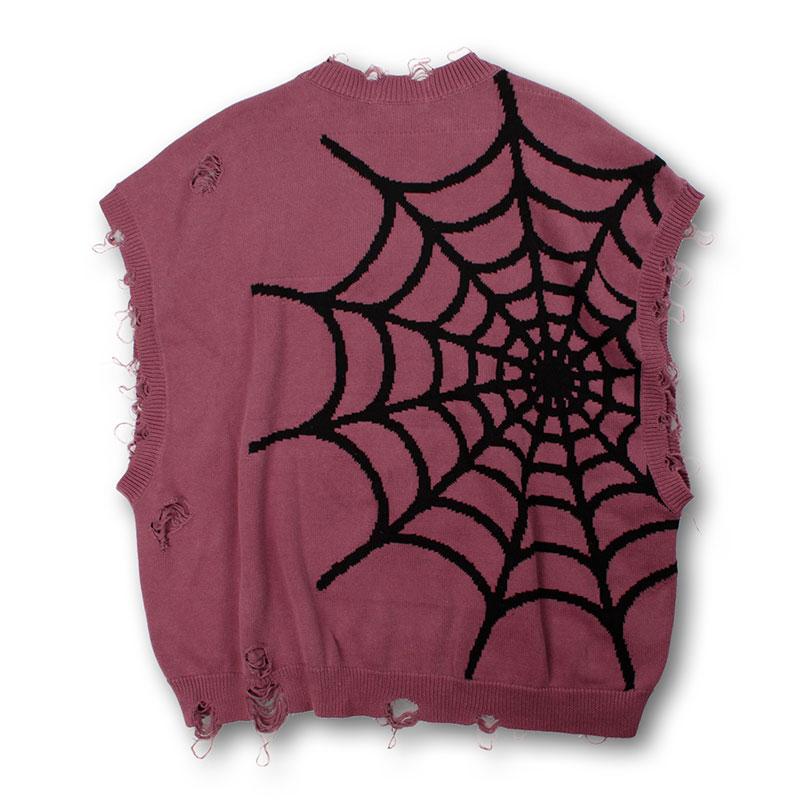 GALFY ガルフィー スパイダー染め染め ニット ベスト 152040 BLACK RED