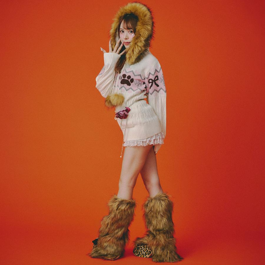 GALFY らぶりぃ！ニットパーカー GALFY(ガルフィー) らぶりぃ！ニットパーカー - Brown / ロック