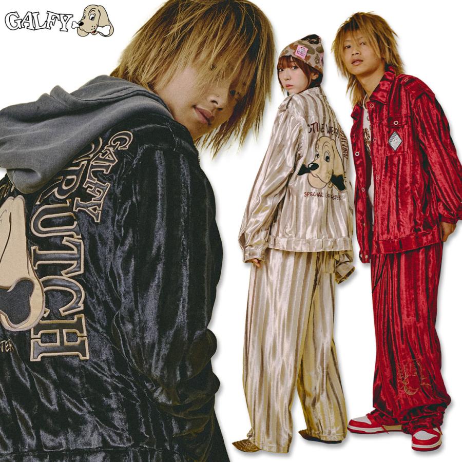 構成員ベルボアセットアップ GALFY 153063 ガルフィー ゆったりめ オーバーサイズ ユニセックス GALFY（ガルフィー） 構成員SETUP 153063 BLACK GOLD WINE 上下セット