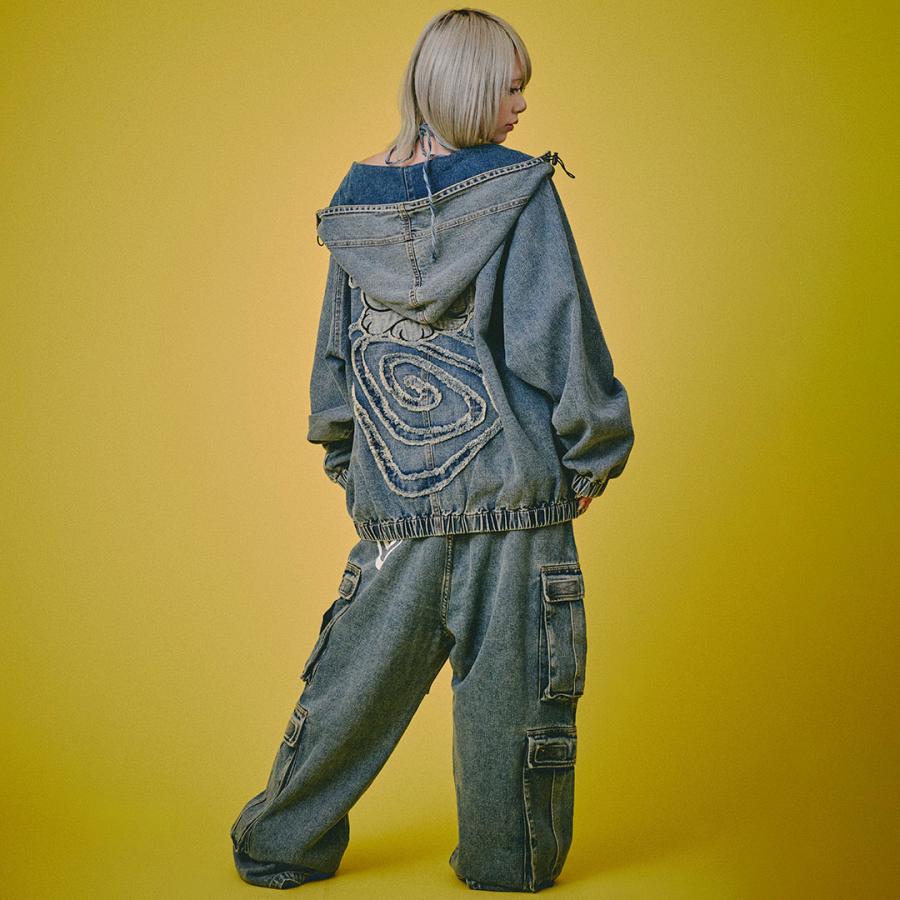 GALFY（ガルフィー） ぐるグニャデニムパーカー 153073 BLACK BLUE