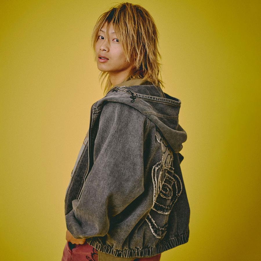 GALFY（ガルフィー） ぐるグニャデニムパーカー 153073 BLACK BLUE