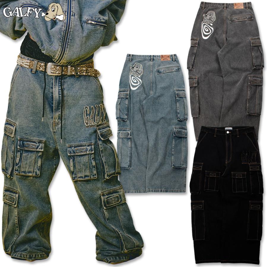 GALFY（ガルフィー） ぐるグニャデニムカーゴ 153074 BLACK BLUE BROWN