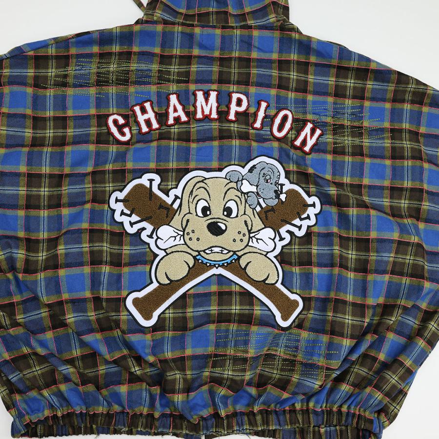 GALFY（ガルフィー） ワッペンだらけ チェック パーカー 153075 BLUE