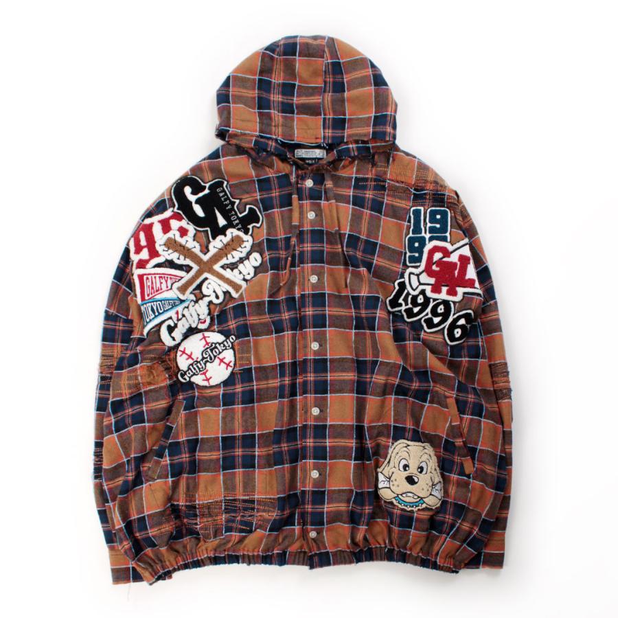 GALFY（ガルフィー） ワッペンだらけ チェック パーカー 153075 BLUE
