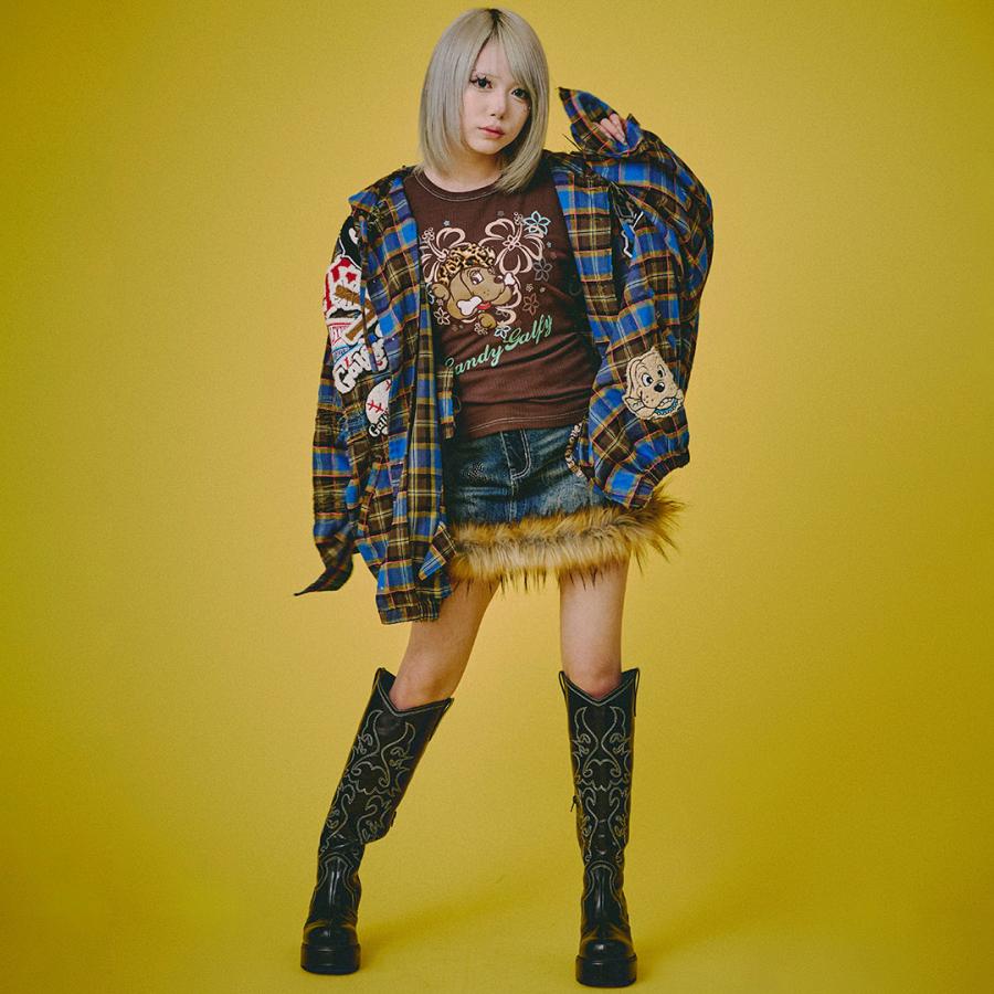 GALFY（ガルフィー） ワッペンだらけ チェック パーカー 153075 BLUE