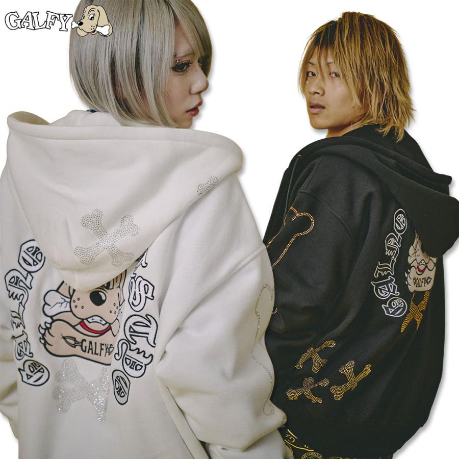 GALFY（ガルフィー） ピカピカ骨骨パーカー 153077 WHITE BLACK GREIGE