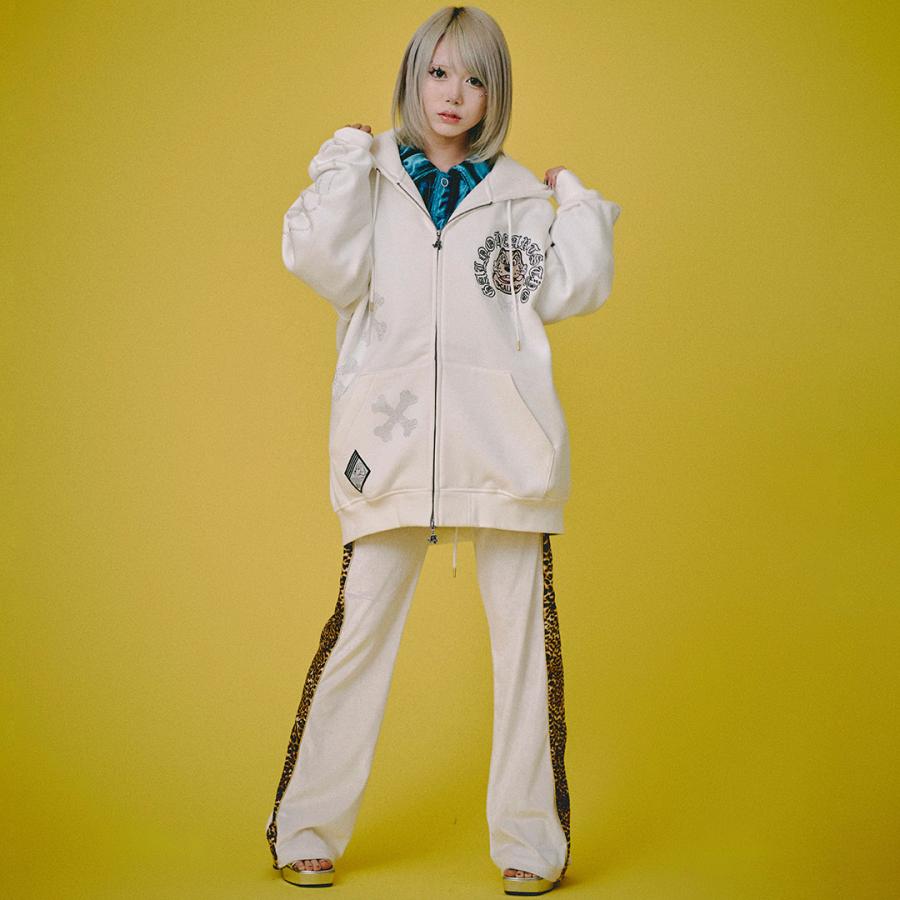 GALFY（ガルフィー） ピカピカ骨骨パーカー 153077 WHITE BLACK GREIGE