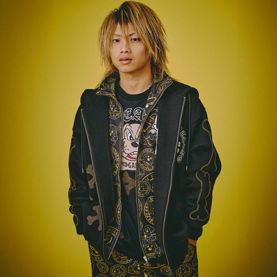 GALFY（ガルフィー） ピカピカ骨骨パーカー 153077 WHITE BLACK GREIGE