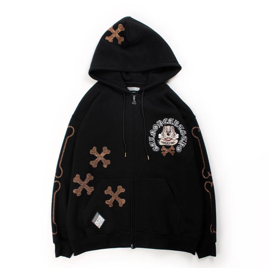 GALFY（ガルフィー） ピカピカ骨骨パーカー 153077 WHITE BLACK GREIGE