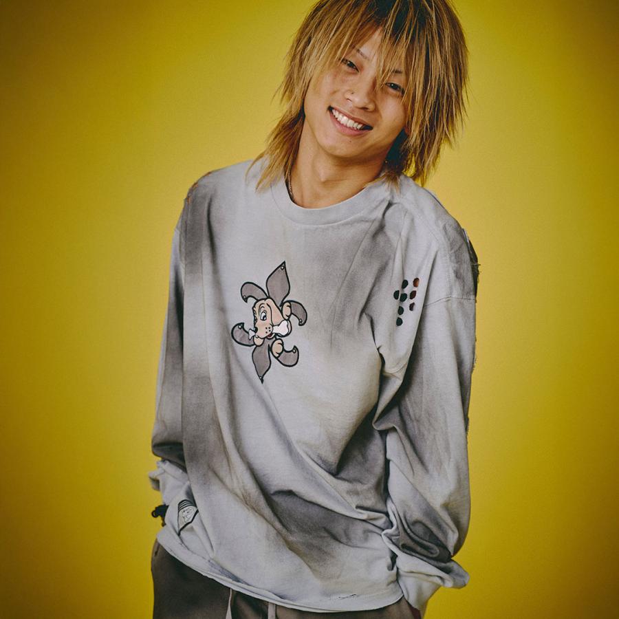 GALFY（ガルフィー） ぼろぼろロゴ百合の紋ロンT 153081 INK BLACK