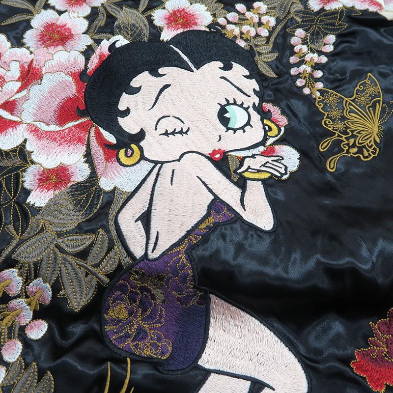 絡繰魂 粋 蝶乱舞 Betty Boop スカジャン ベティ・ブープ 総刺繍 絡繰魂 粋 蝶乱舞 Betty Boop スカジャン ベティ・ブープ 総刺繍