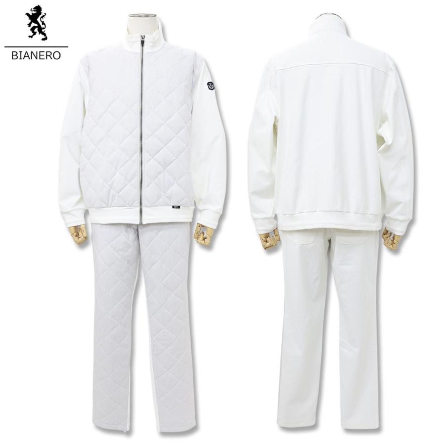 ビアネロ BIANERO ダイヤキルト 切替デザイン ダウンブルゾン＆ダウンパンツ セットアップ 247-1071 247-2073 ホワイト 上下セット 秋冬 25AWの画像
