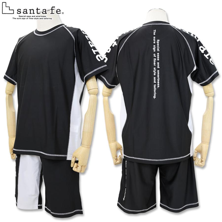 santafe ブラック Tシャツ ショートパンツ セット サンタフェ ラッシュ 切替 Tシャツ ショートパンツ セットアップ 50 52