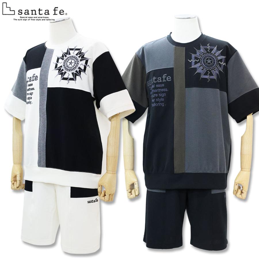 santafe ブラック Tシャツ ショートパンツ セット サンタフェ ラッシュ 切替 Tシャツ ショートパンツ セットアップ 50 52