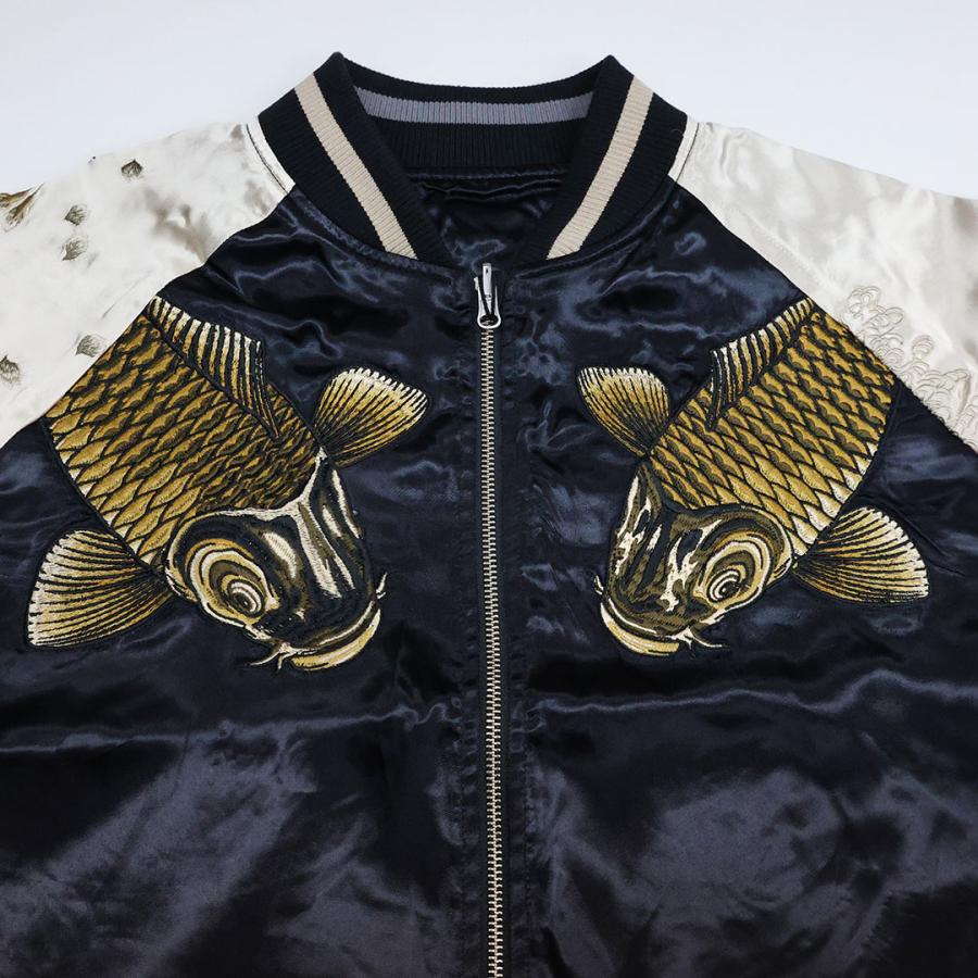 絡繰KARAKURI リバーシブルスカジャン 鯉 兜 纏 金/黒 Mサイズ 絡繰